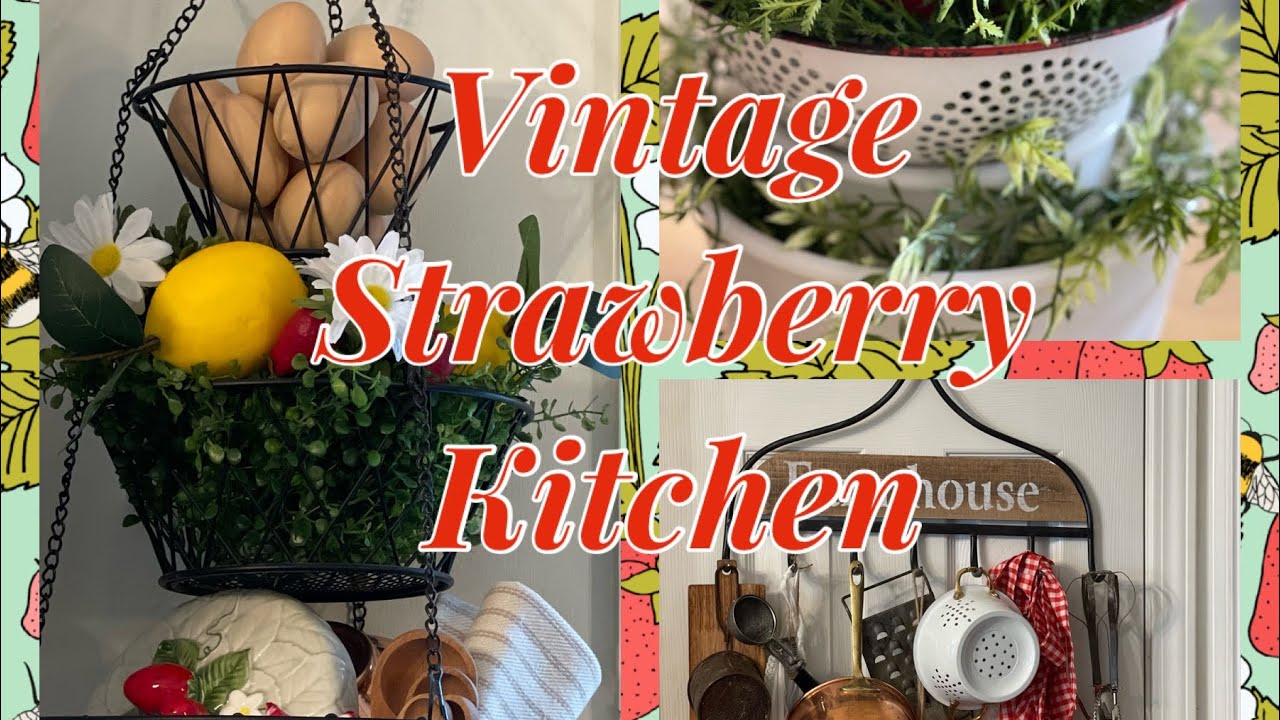 Vintage strawberry kitchen🍓🍓🍓 all thrifted strawberry decor.#vintage #thrifting #goodwill