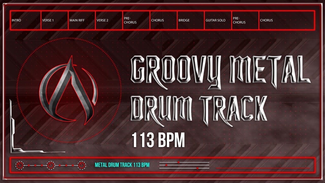 Groovy Metal Drum Track 113 BPM (HQ,HD)