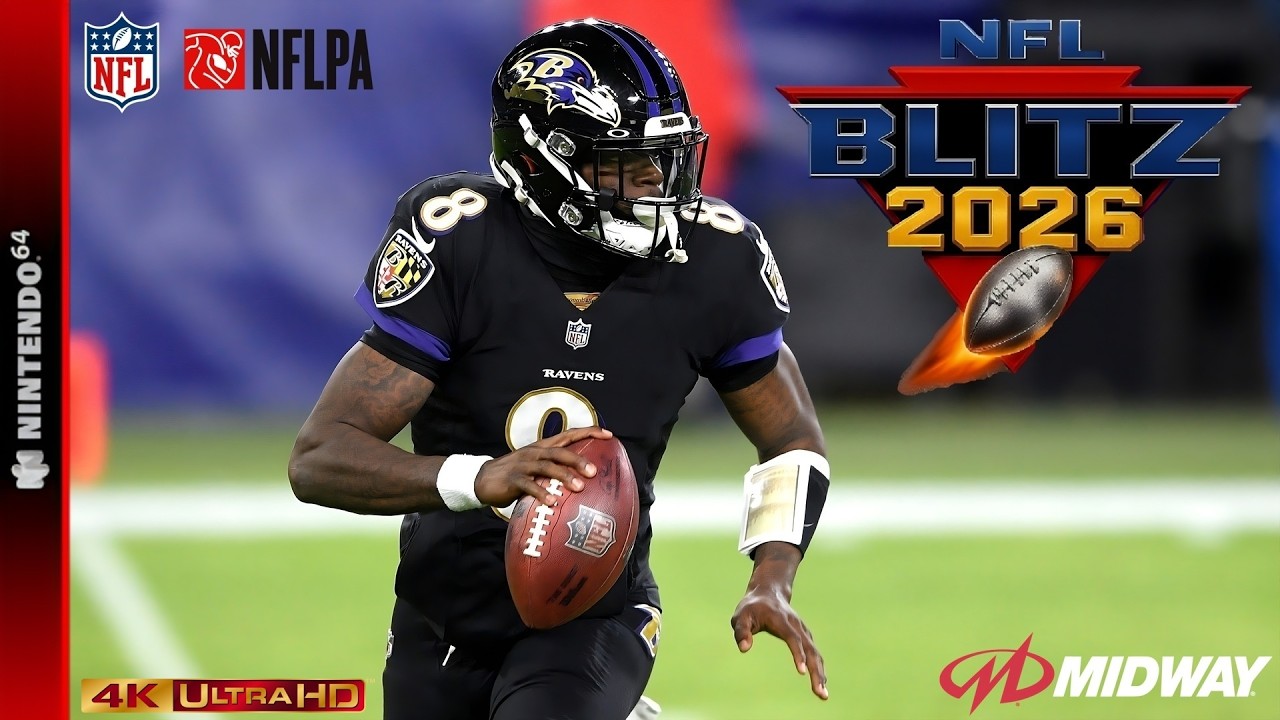 NFL Blitz 2026: Ravens против Buccaneers — геймплей N64 4K