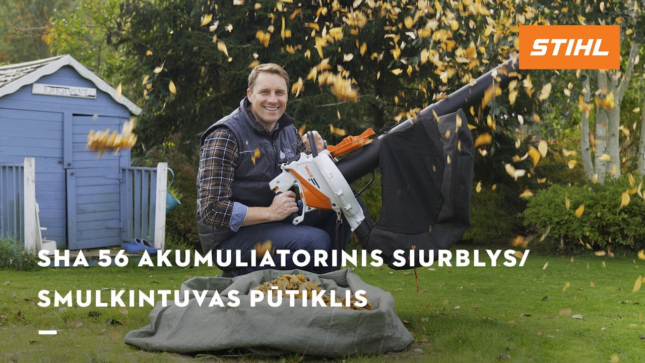 STIHL x T. Gurskas: SHA 56 Akumuliatorinis lapų siurblys/smulkintuvas ir pūtiklis