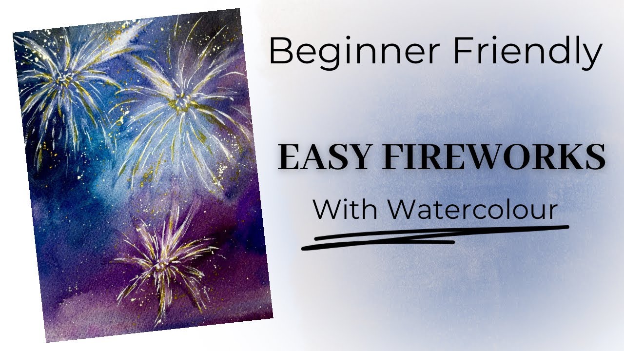 Easy Fireworks Watercolor Painting | New Year Night Sky Tutorial