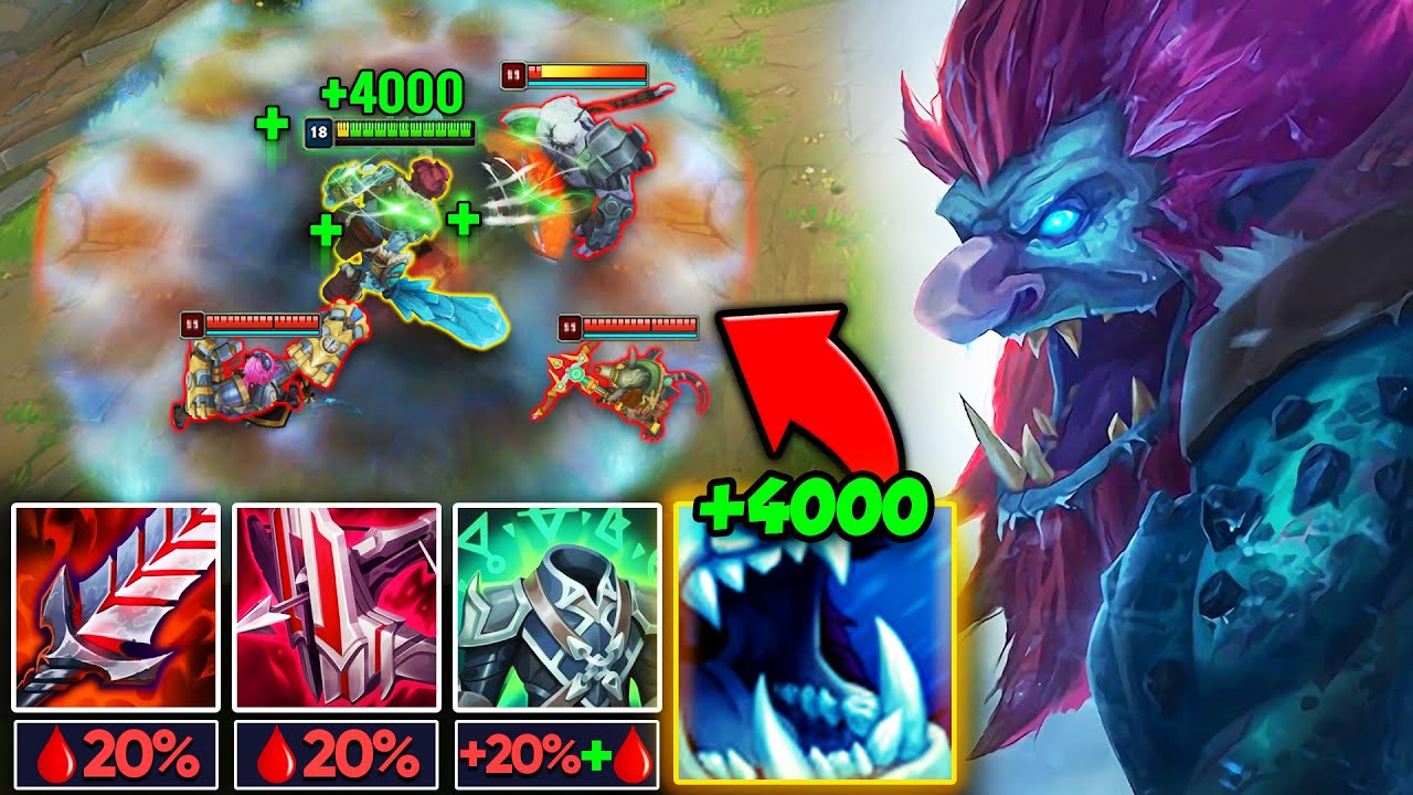 Trundle but I have 300% lifesteal and am literally invincible (ONE AUTO = FULL HEALTH)