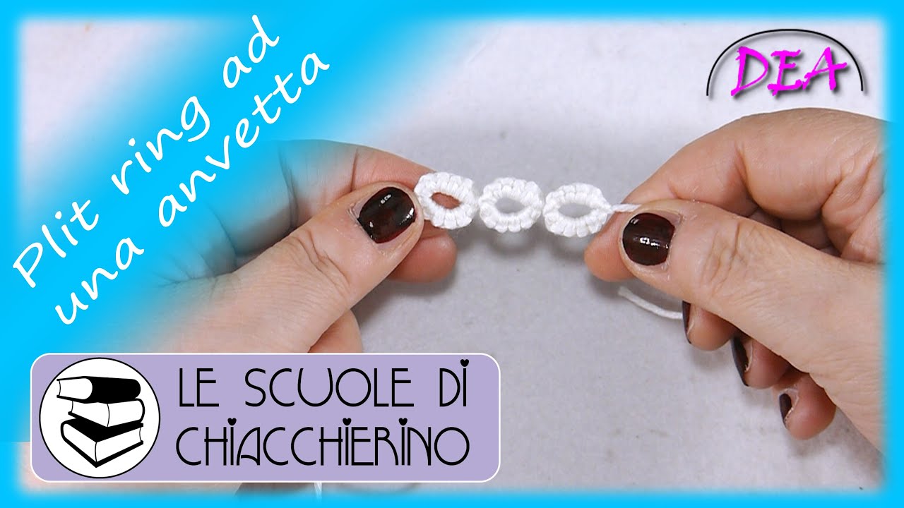 S.C.55°Tut.n.- Split Ring ad 1 Navetta -  Tatting - The Single Shuttle Split Ring (SSSR).
