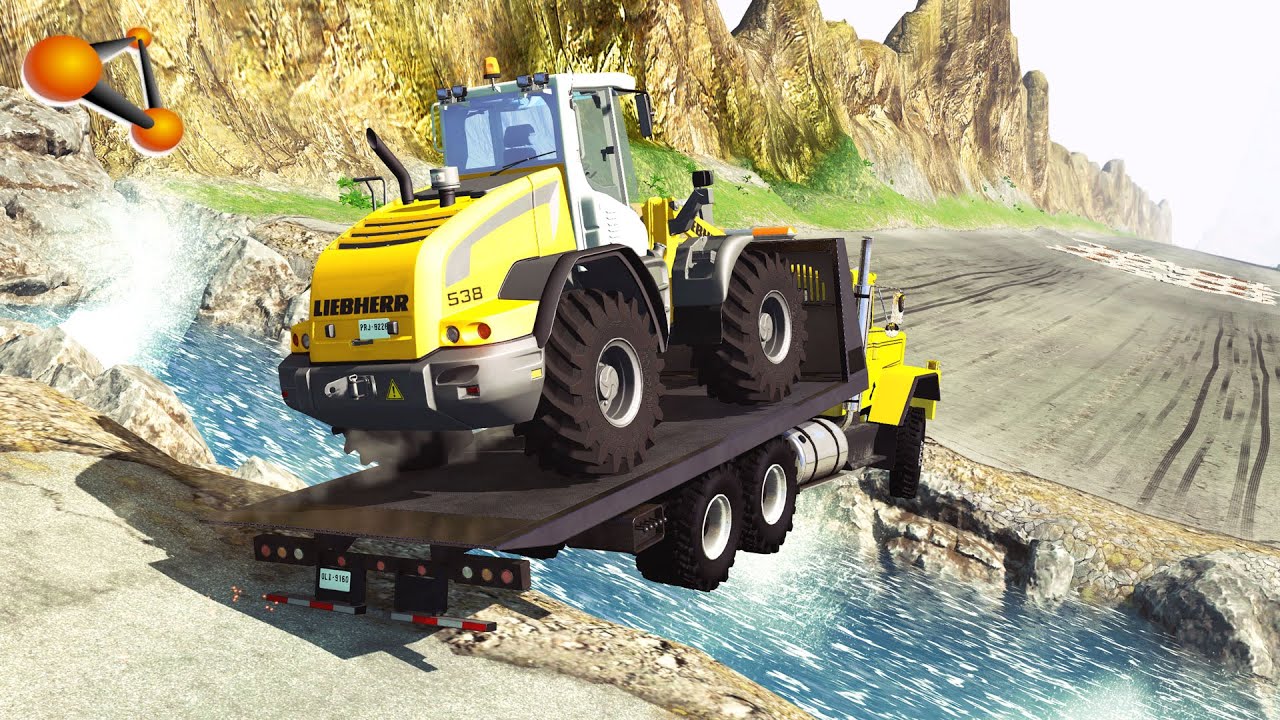 BeamNG.drive - Vehicles Fall Into Road Collapse