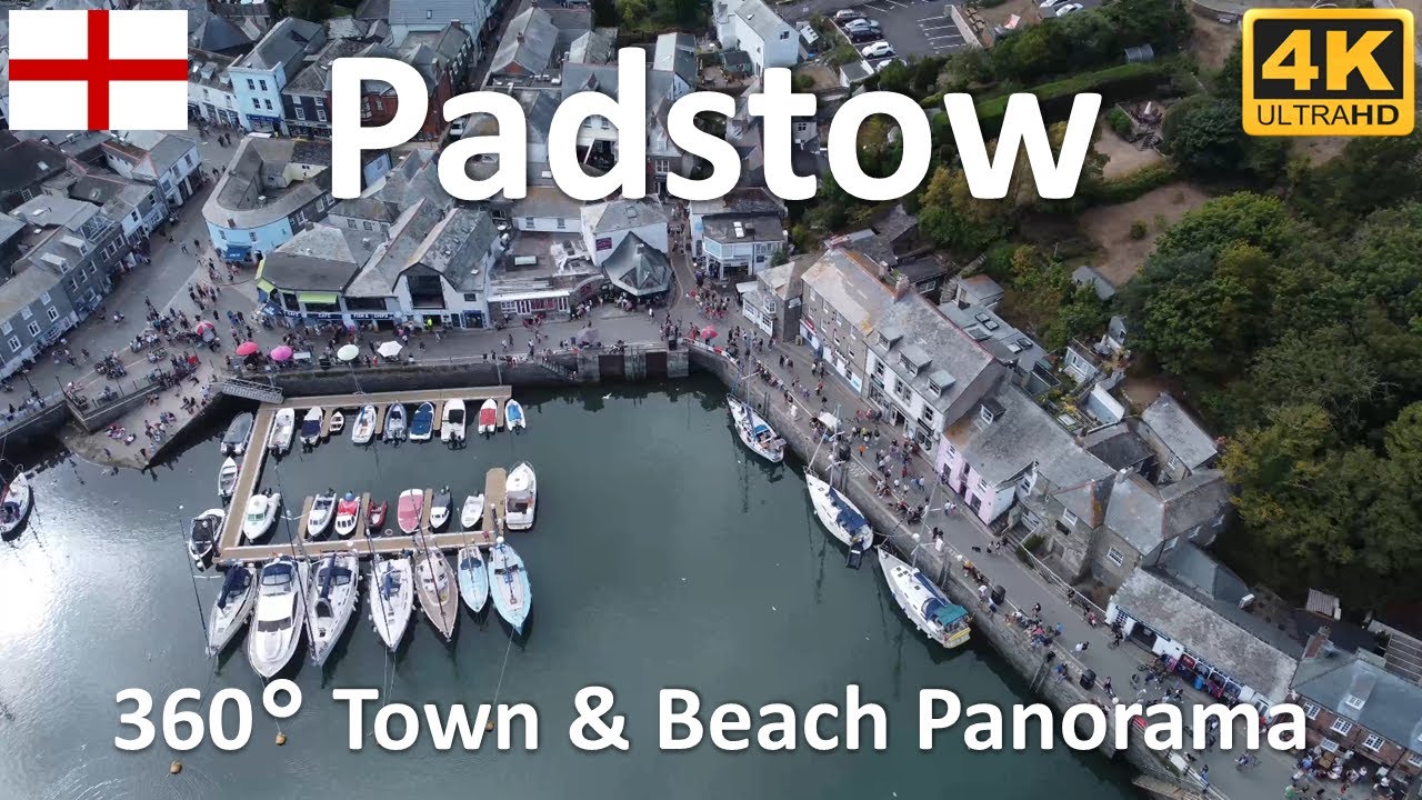 Padstow - Town & Beach Panorama | Cornwall | England | UK - 4k 360°