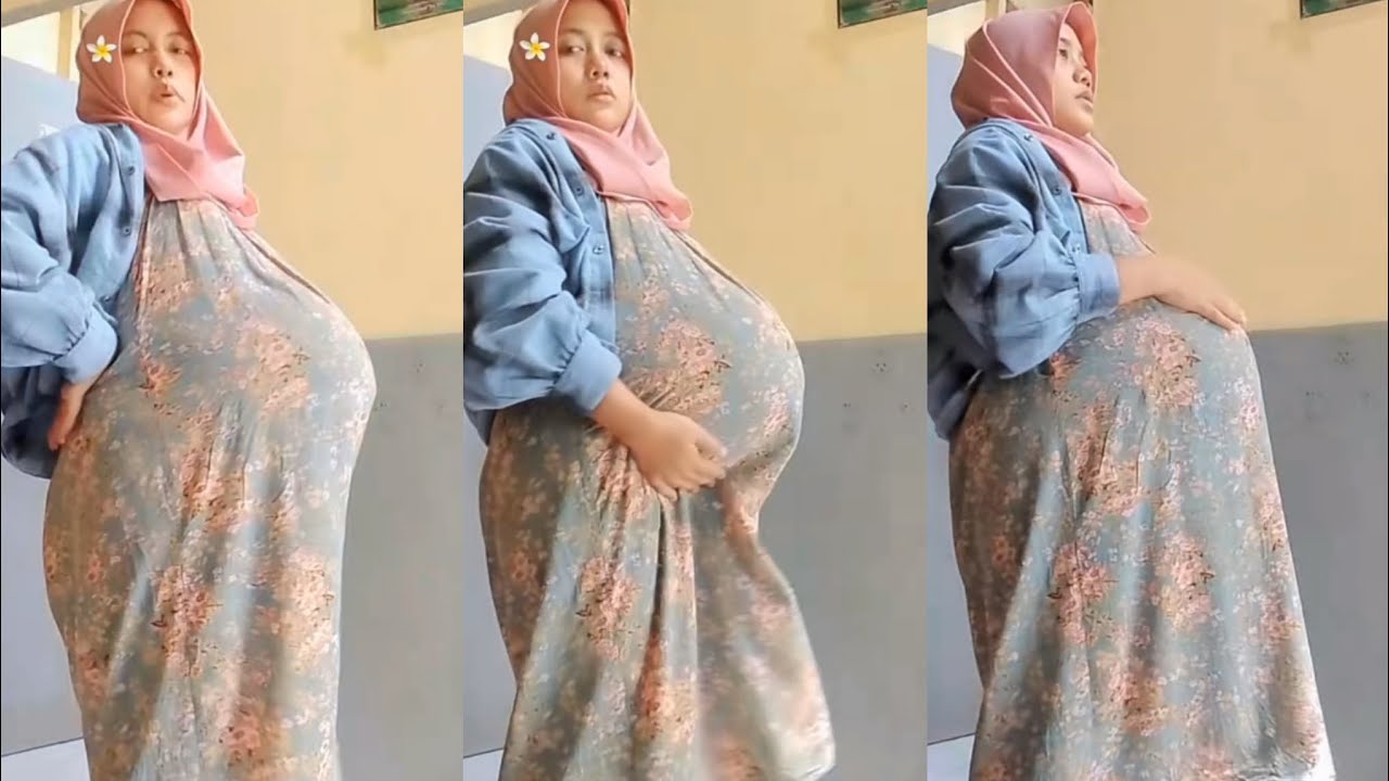 Bunda jilbab cantik hamil kembar tinggal menghitung hari