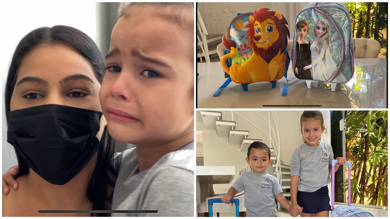PRIMEIRO DIA DE AULA DAS CRIANÇAS | Laura chorou muito 🥲 como o Miguel ficou ?