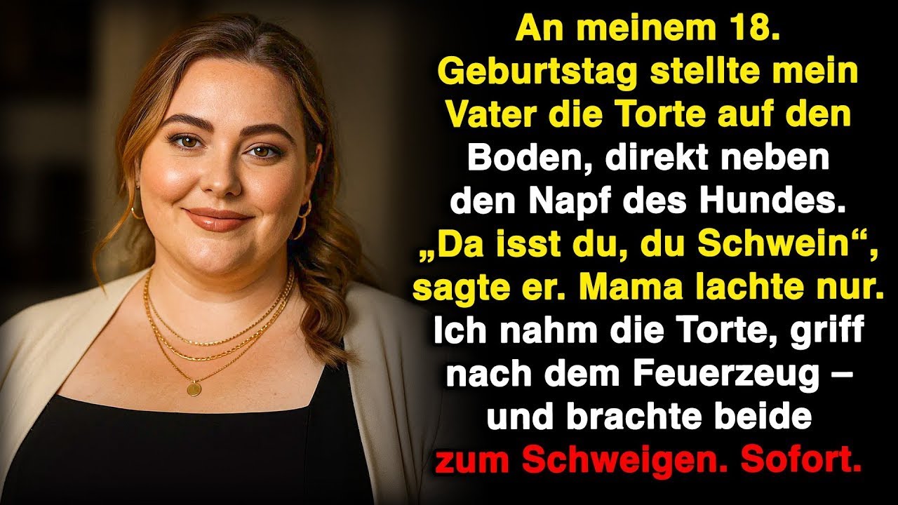 Mein Vater sagte: „Alles Gute, du Schwein. Da frisst du deine Torte!“ Also nahm ich die Torte …