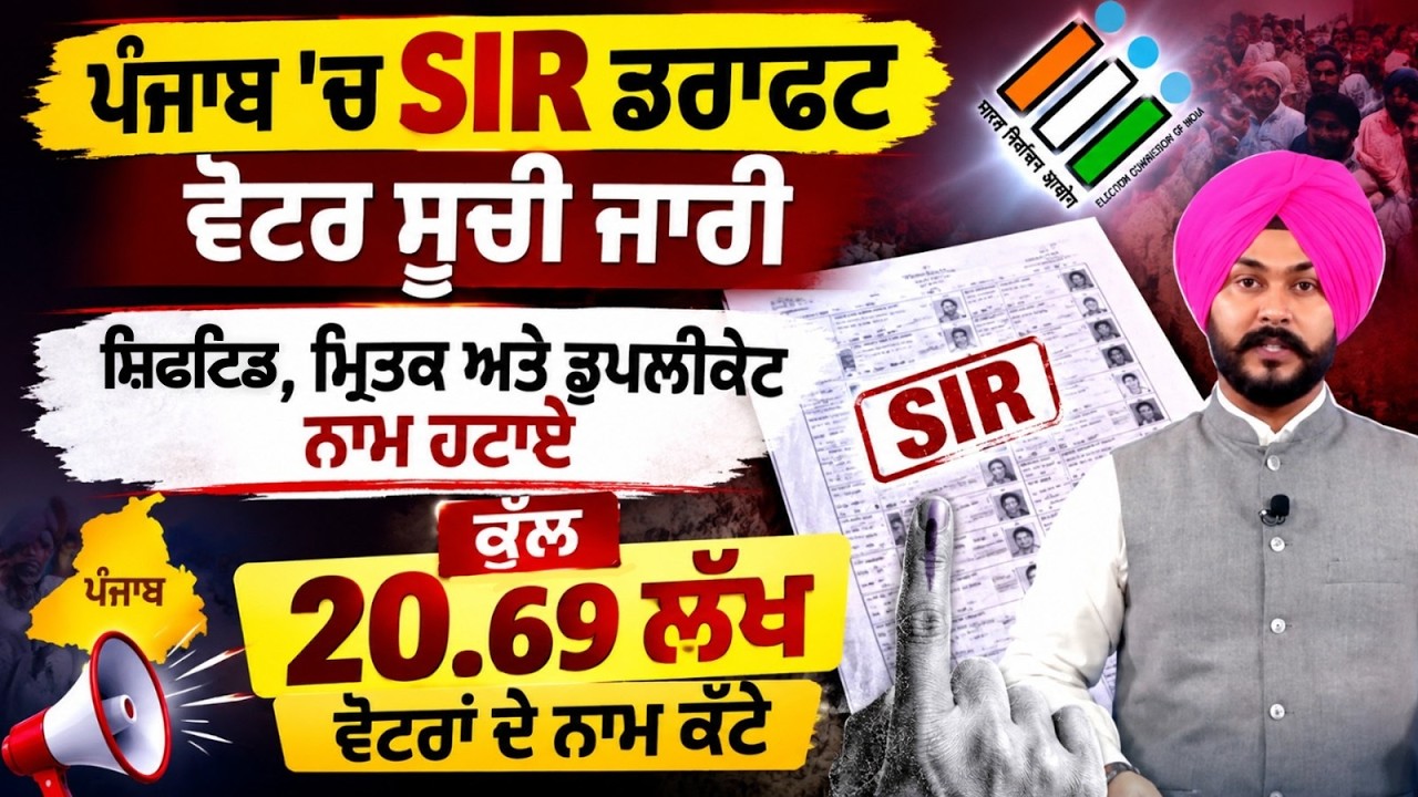 Punjab SIR Draft Voter List Released | 20.69 Lakh Voters Removed | Shifted, Duplicate Names Deleted