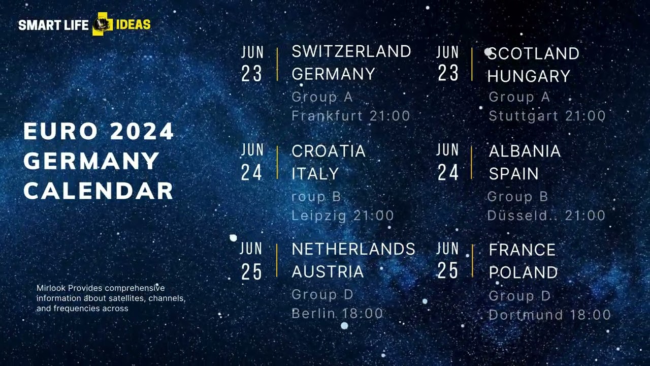 UEFA Euro 24 Germany Calendar 23/24/25 Jun 2024