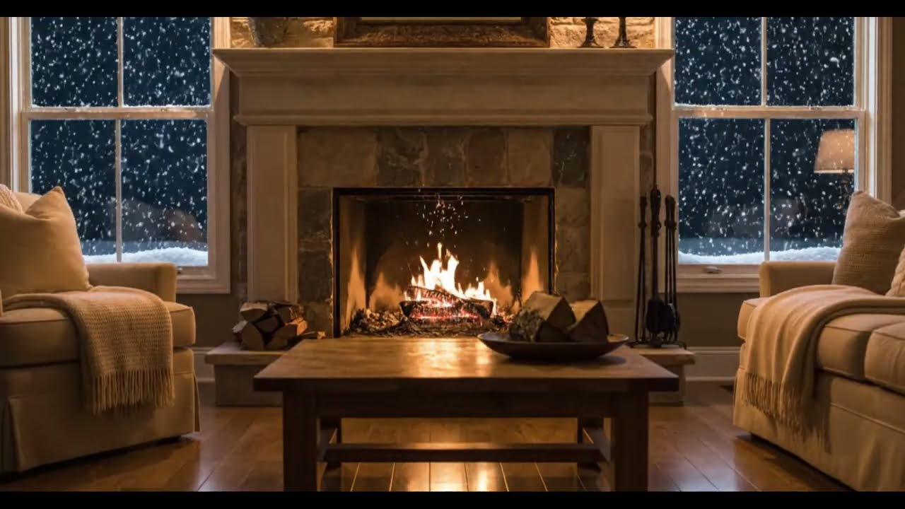 Cozy Fireplace at Night 🌙 Crackling Fire Sounds | Relaxing Sleep & Study Ambience
