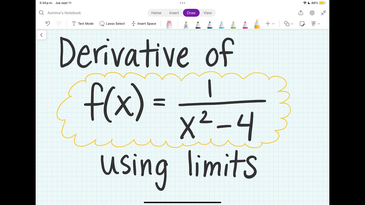 Find the derivative of f(x)=1/(x^2-4) using limits