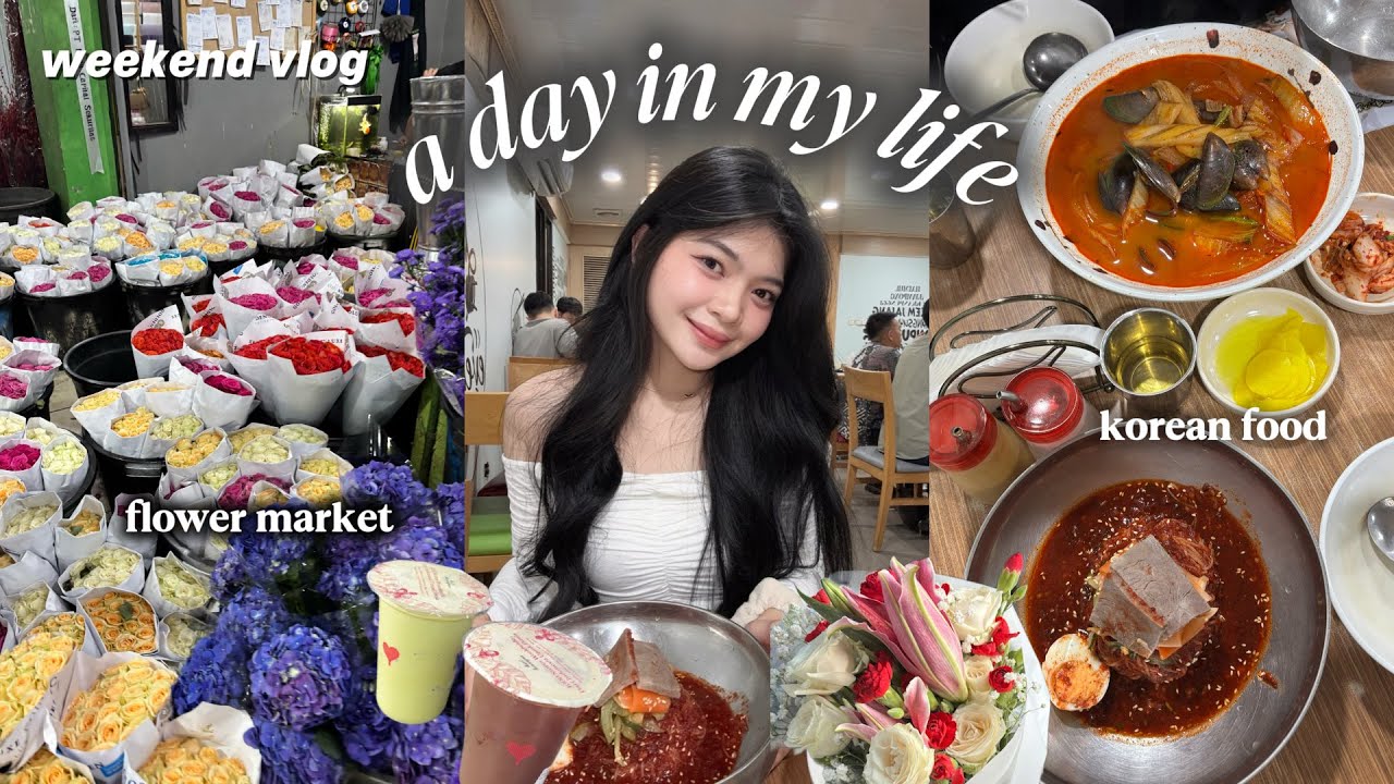*ROMANTICIZING life 101* ᯓ★ flowers market, matcha, korean food | GRWM weekend vlog🌷📌