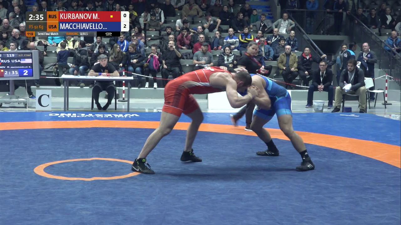 1/2 FS - 92 kg: M. KURBANOV (RUS) v. M. MACCHIAVELLO (USA)