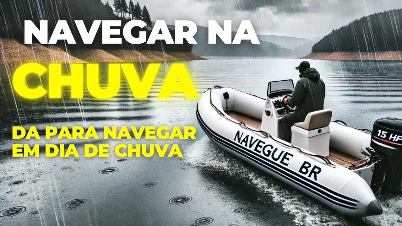 Bote inflável na chuva, Represa Guarapiranga motor 15 hp mercury.