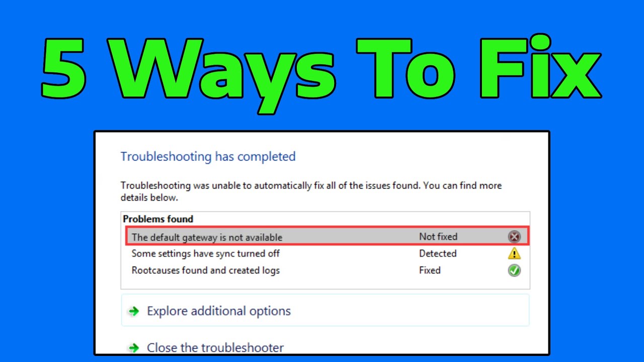 How To Fix Default Gateway is Not Available in Windows 11