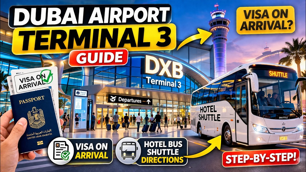 Dubai Airport Terminal 3 Guide: Visa on Arrival & Hotel Bus Shuttle Directions! | Dubai Airport