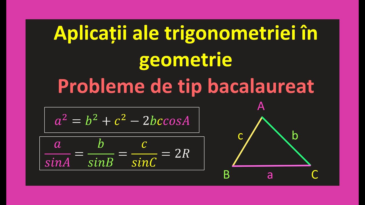 Teorema sinusului cosinusului exercitii rezolvate bac aria triunghi clasa 9(Invata Matematica Usor)
