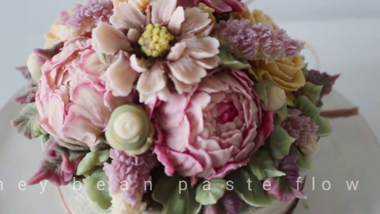 앙금플라워 겹코스모스,작약,라넌큘러스 꽃짜기/beanpaste flower piping techniques/Cosmos, Peony, Ranunculus
