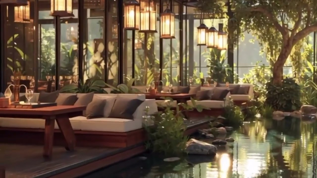 Luxury Garden Lounge 🌿Brazil 🇧🇷Bossa Nova Relaxing Piano Music & Birds Singing | Nature Ambience 