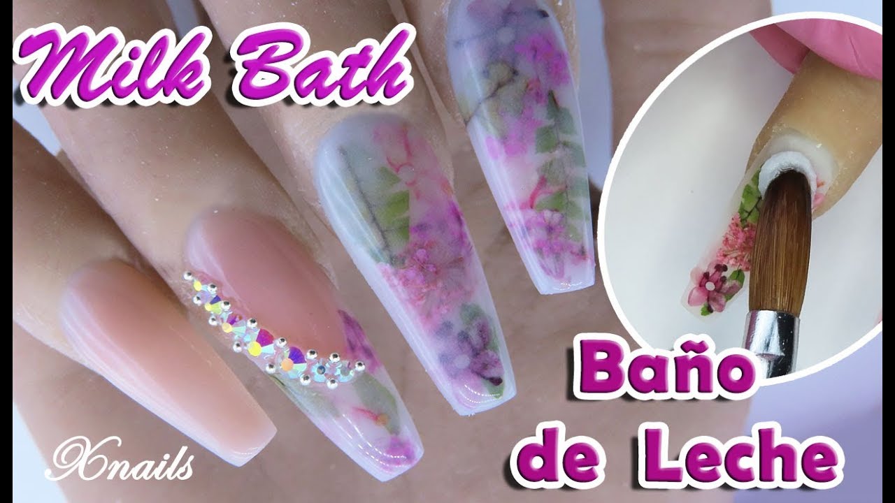Milk Bath - Baño de Leche con Flores Secas Uñas Acrílicas / Xnails