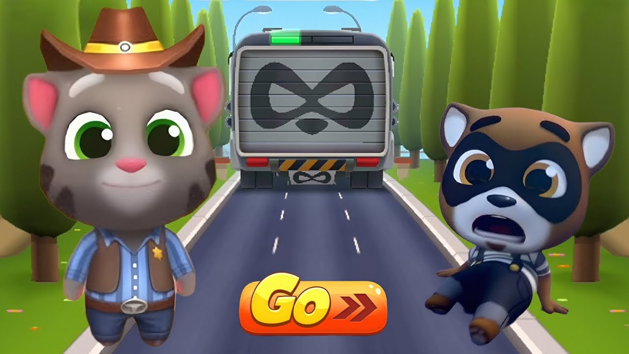 Talking Tom Gold Run - Cowboy Tom vs Raccoon Boss Fight in Cops and Robbers📍Funny Race Competition 🔥