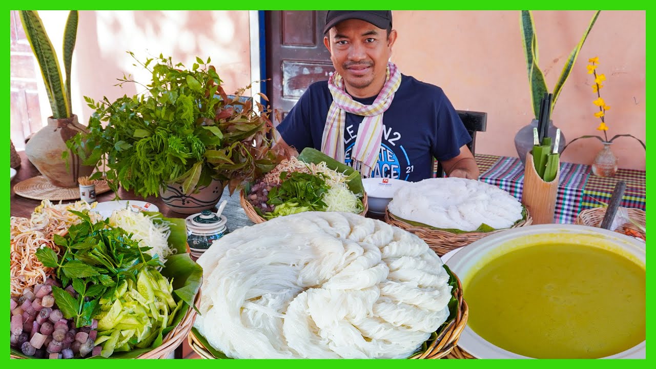 Visit Making Primitive Khmer Rice Noodle! Family Occupation In Preah Dak! Yummy Fresh Noodle.