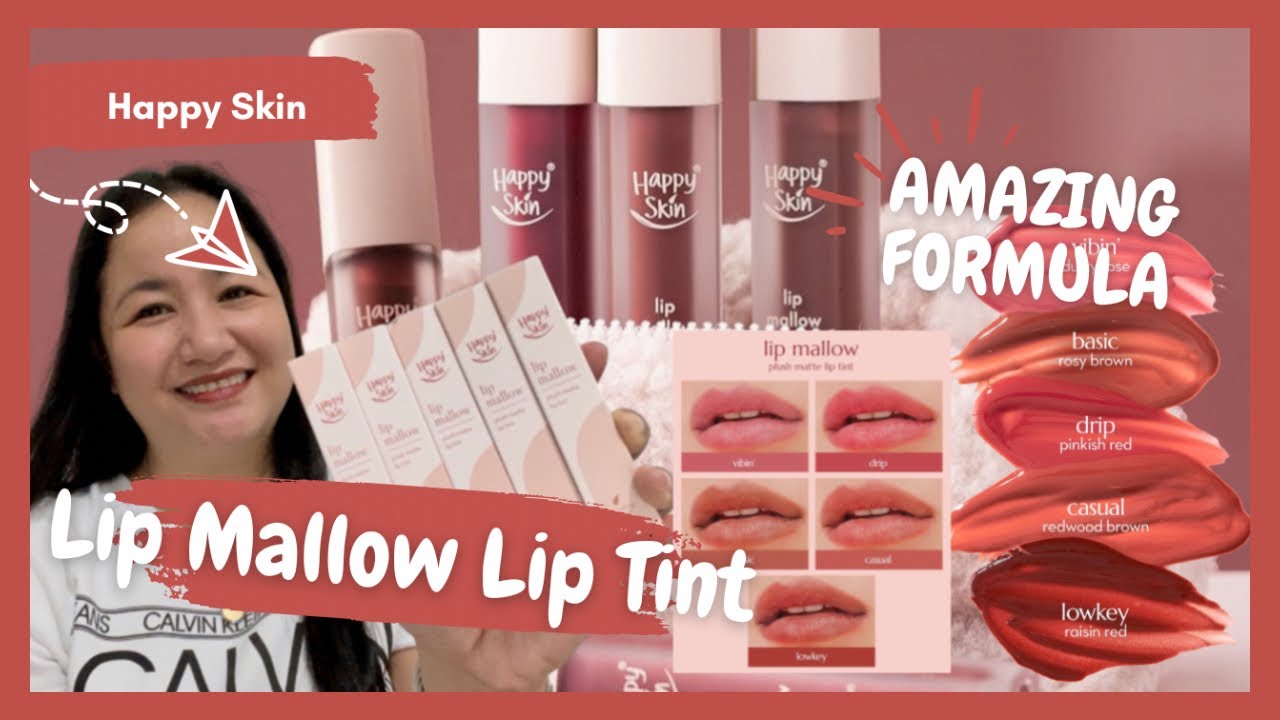 ANG GANDA NG FORMULA!!! Happy Skin Lip Mallow Lip Tint Review + Swatch & Try On (5 Shades)