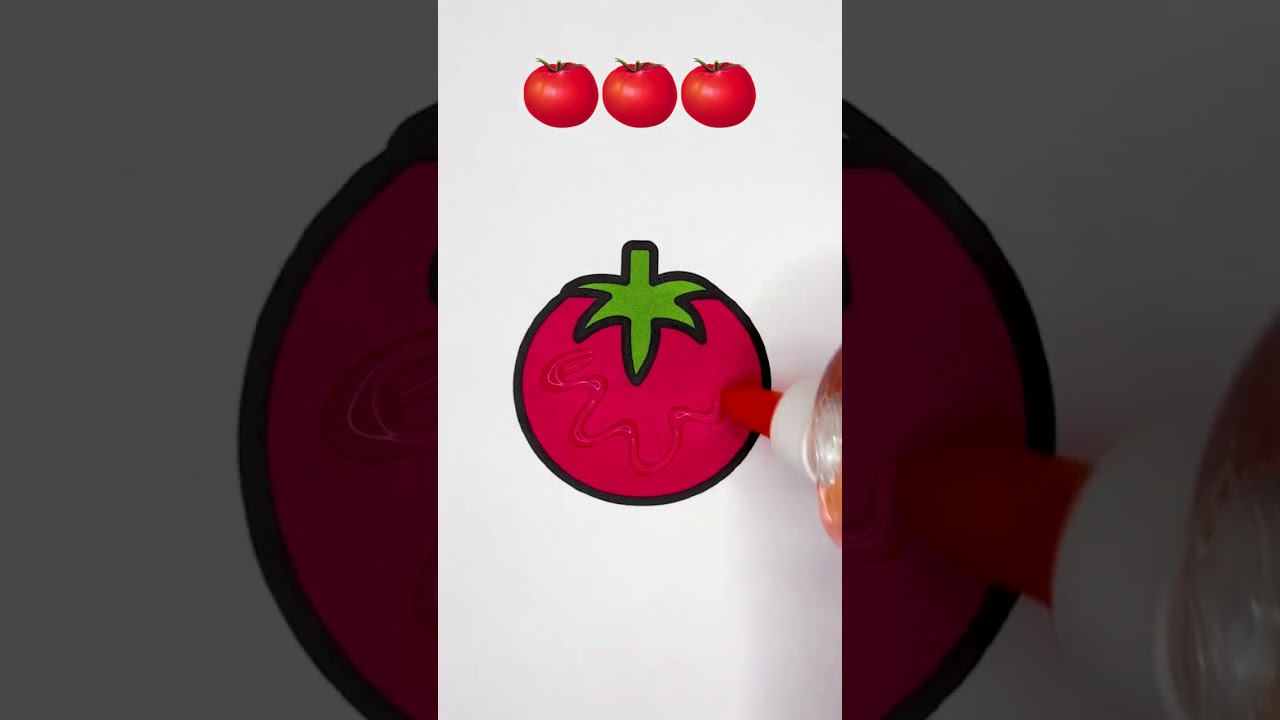 🍅 Drawing Tomato 😻 Glitter art for kids #glitter #art #vegetables #tomato #color