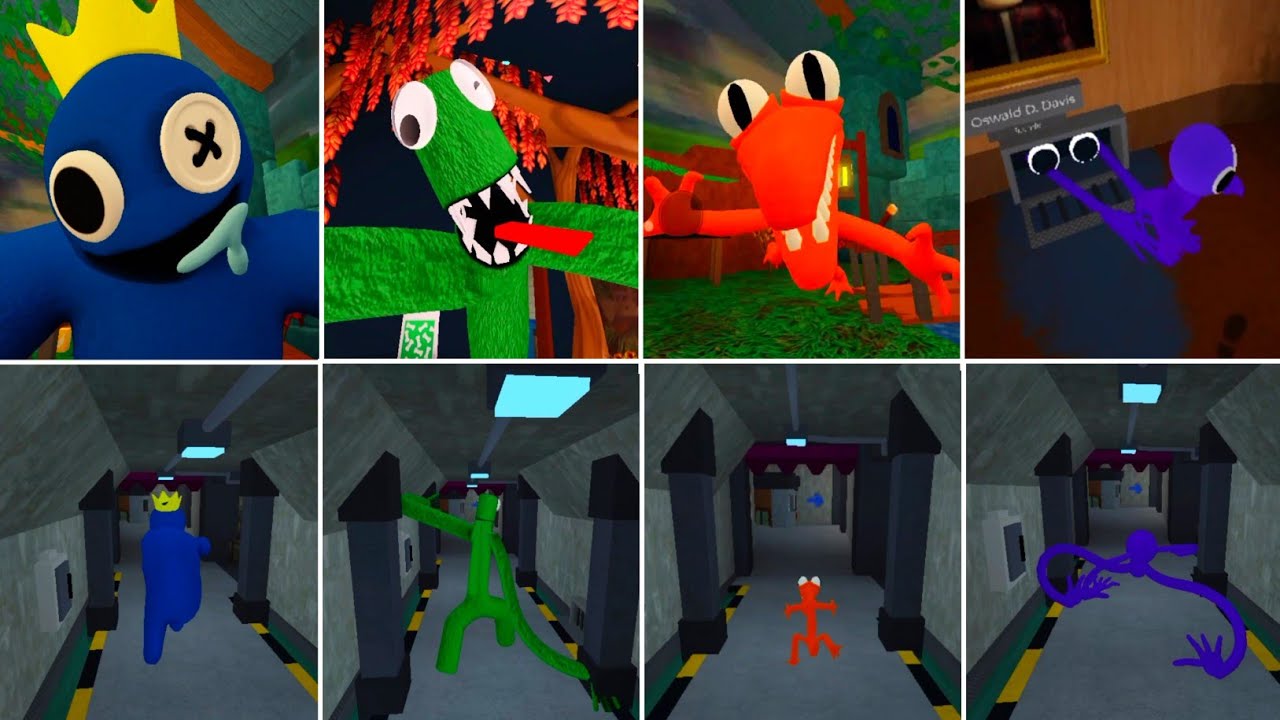 Top 4 Monsters Jumpscars in Rainbow Friends Chapter 1 V's Accurate Rainbow Friends Roleplay 