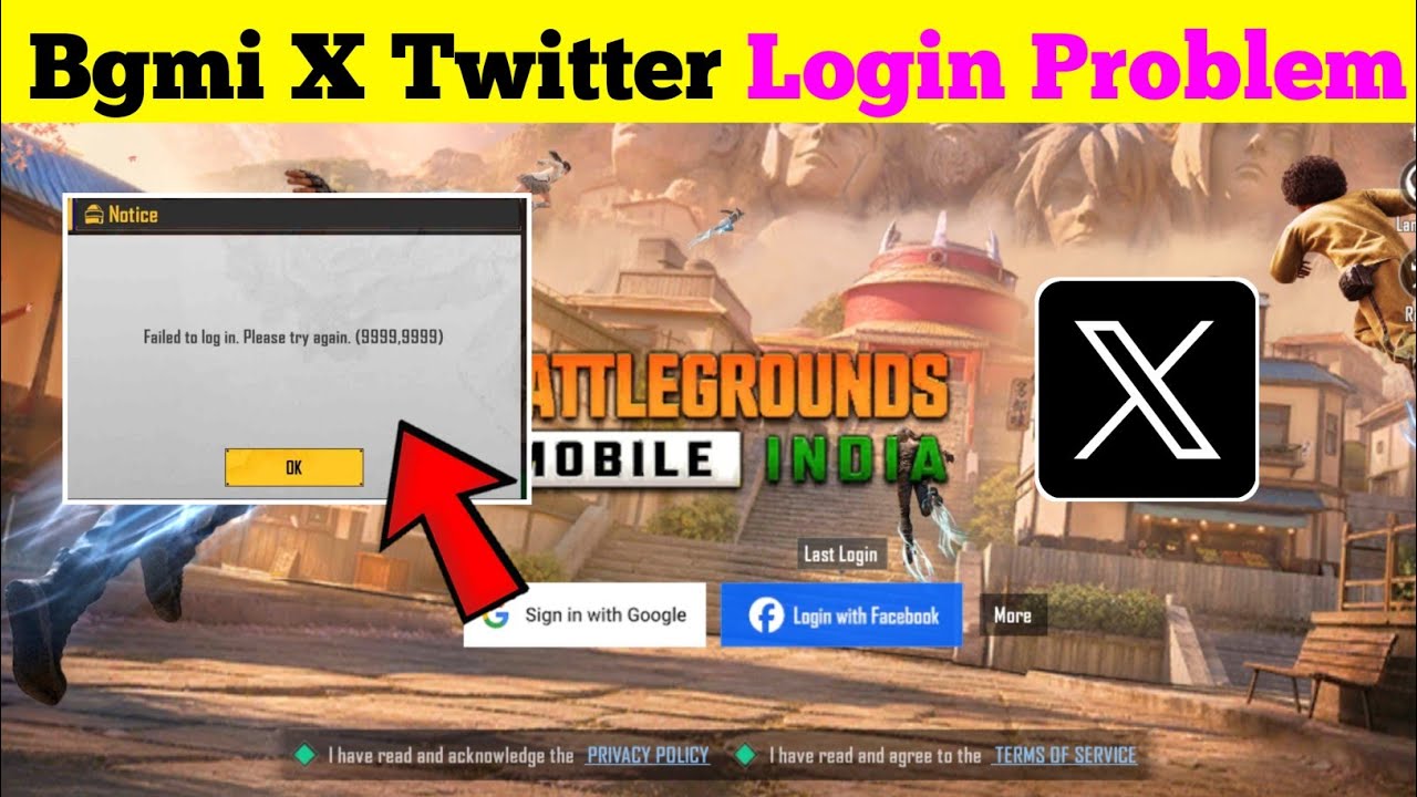Failed To Login Try Again 9999  | Bgmi Twitter login problem | Twitter login problem in Bgmi