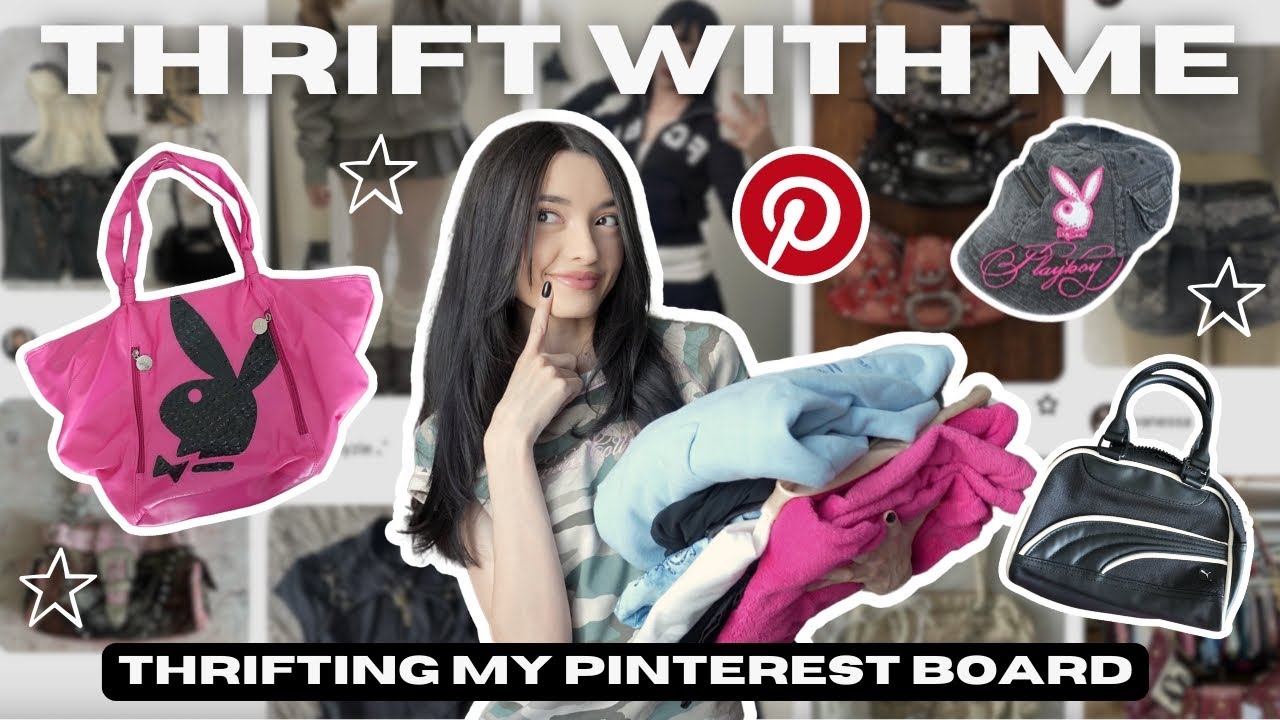 THRIFT WITH ME: Thrifting my Pinterest Board 💖 (y2k bags, slip dresses, Harley Davidson)