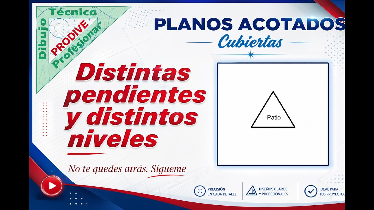 Planos acotados. Cubiertas 11.- DISTINTAS PENDIENTES Y DISTINTOS NIVELES DE ALERO. Dibujo técnico