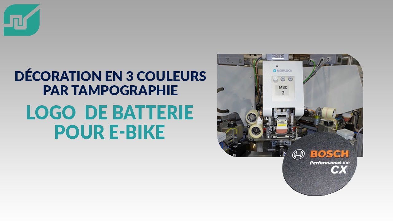 Décoration en 3 couleurs par tampographie: Logo sur couvercle de batterie pour E-Bike