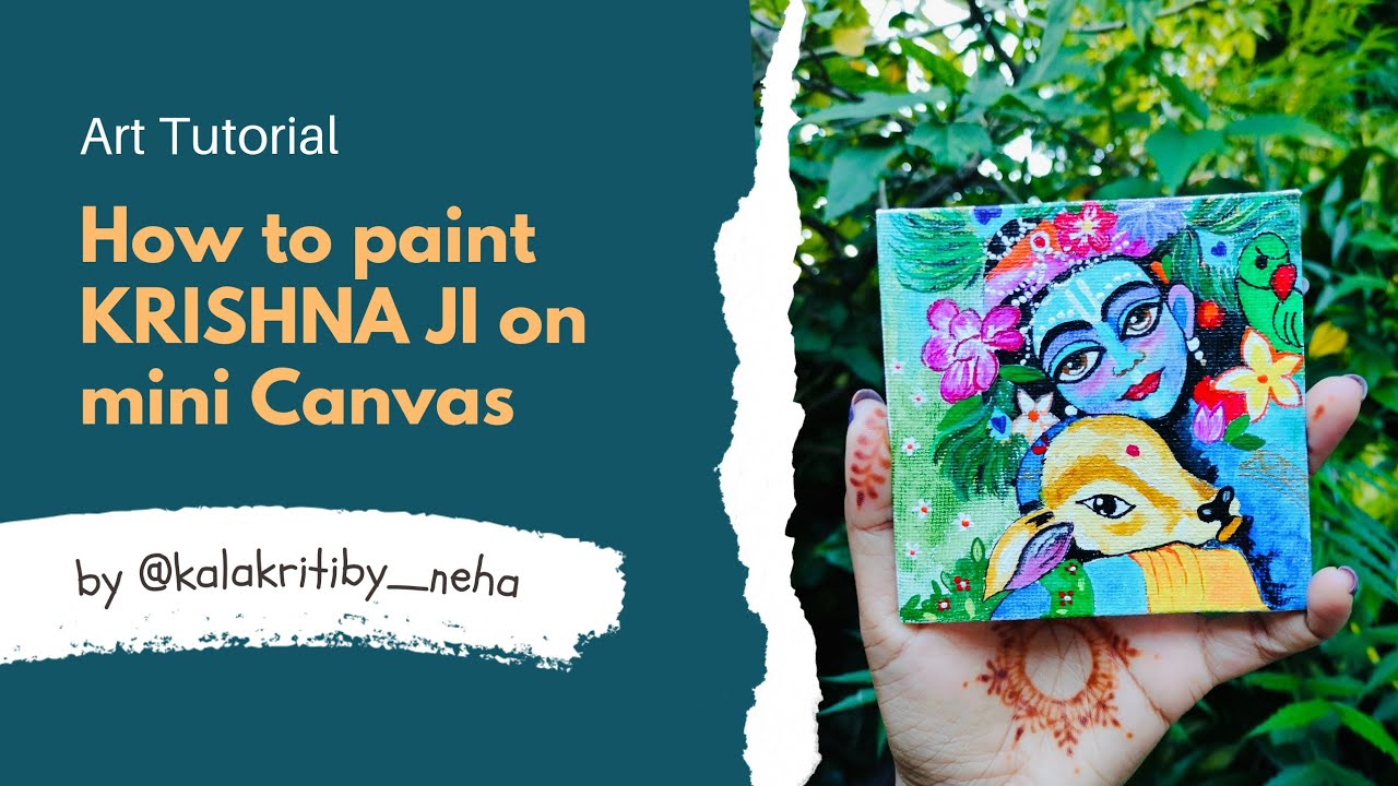 🦚 ll LORD  KRISHNA ACRYLIC PAINTING TUTORIAL ll 🪈 step by step🖌️🎨