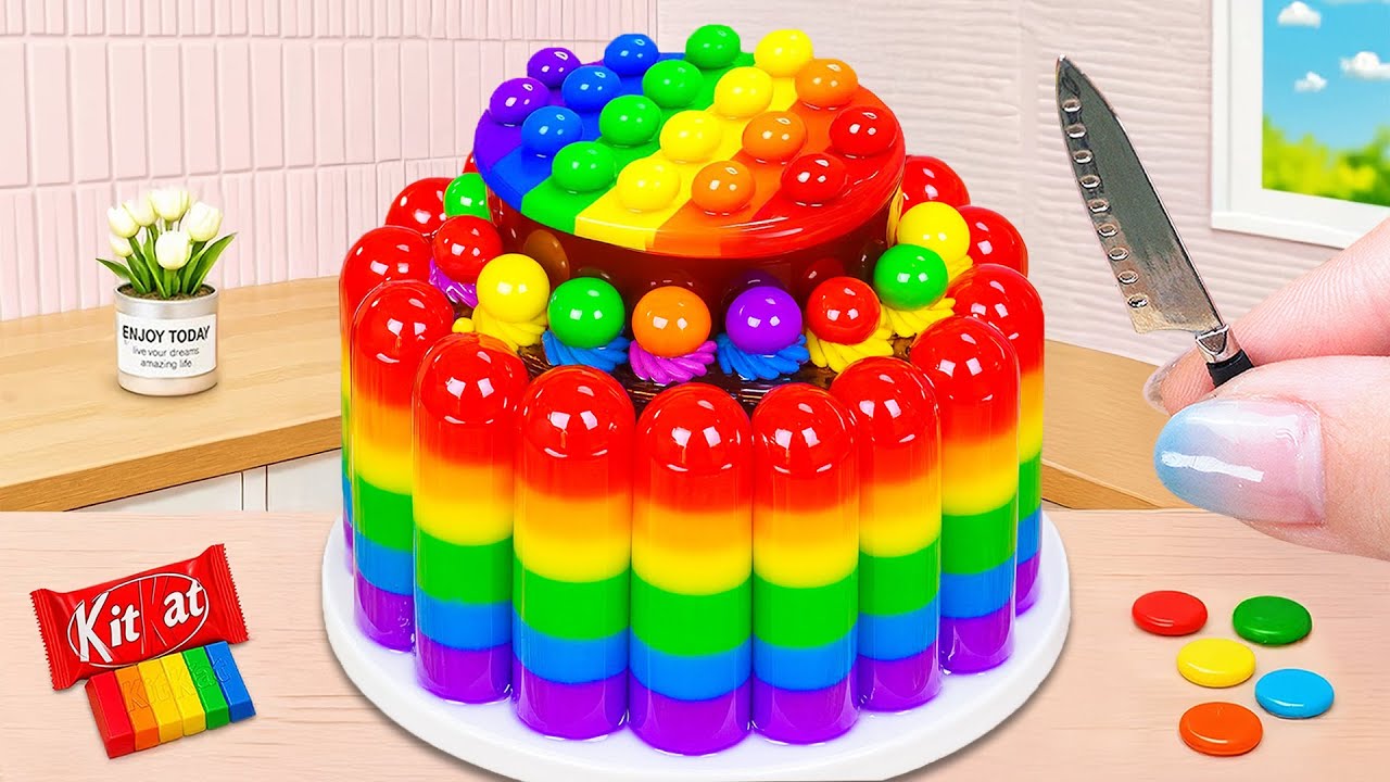 Stunning Crystal Rainbow Jelly Cake 🌈 Easy Mini Rainbow Cake Deorating Tutorial 💖 The Cake Corner
