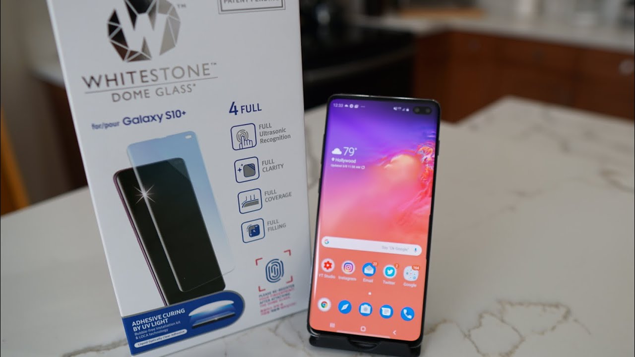 Whitestone Dome Glass Screen Protector for Samsung Galaxy S10 Plus - FINGERPRINT WORKS!