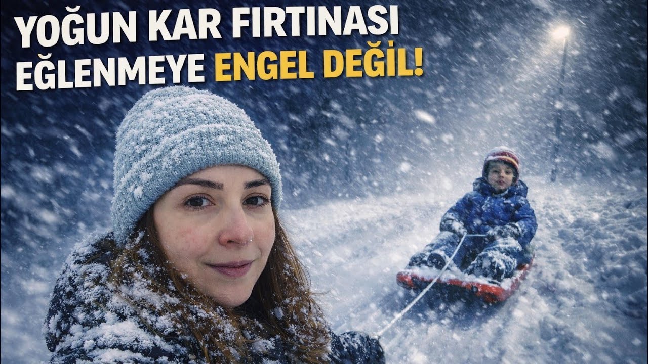YOĞUN KAR FIRTINASI GECE NORVEÇ SOKAKLARI-KAYMA KEYFİNE FIRTINA ENGEL DEĞİL😃KAR BIR BAŞKA YAĞIYOR ❄️