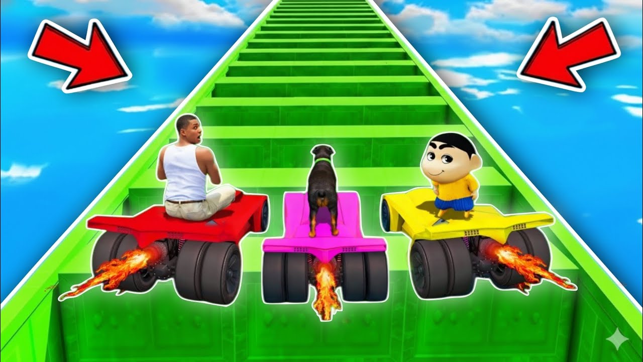 Shinchan aur Franklin ne GTA 5 me try ki sabse dangerous & longest bumpy roads parkour challenge 😱🔥