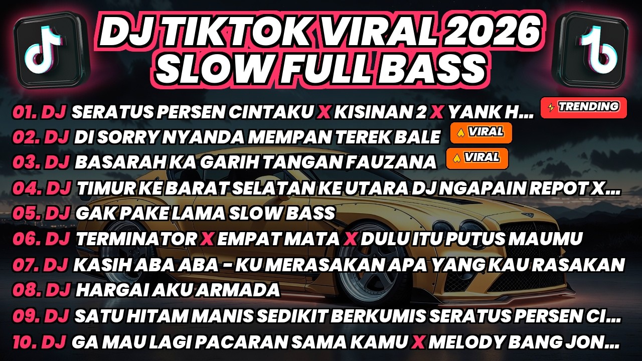 DJ TIKTOK VIRAL TERBARU 2026! SERATUS PERSEN CINTAKU X KISINAN 2 X YANK HAUS FULL BASS SLOW MENGKANE