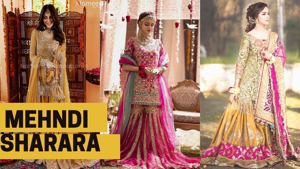 Mehndi sharara dress designs| Mehndi bridal sharara |pakistani mehndi designer dress