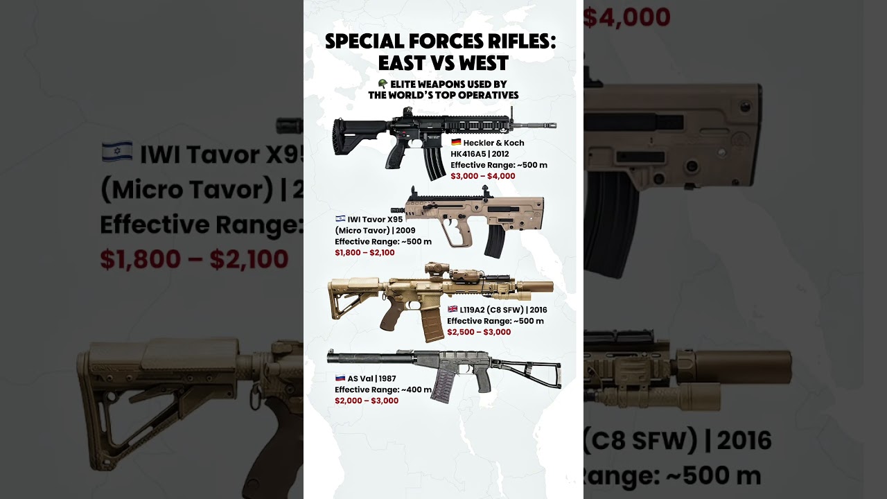 Top 4 Special Forces Rifles from Around the World 🌍 | AS Val, HK416A5, Tavor X95, L119A2