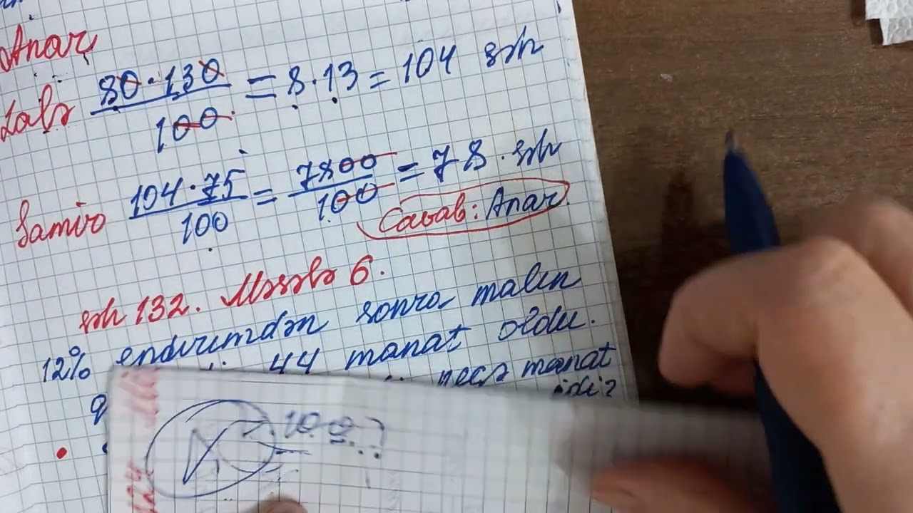 Riyaziyyat 5ci  sinif  1 ci hissə  səh. 132. Məsələ3--8