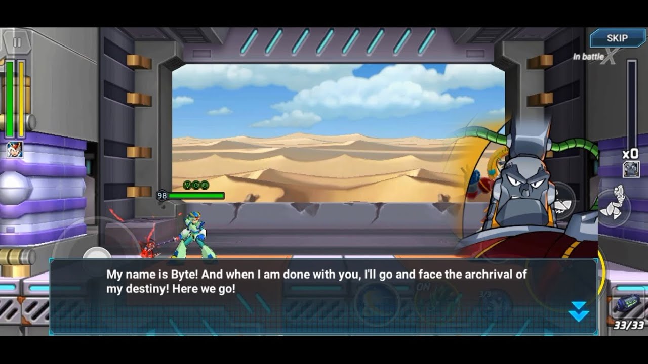 Rockman X DiVE - First Armor X vs Byte Boss Battle