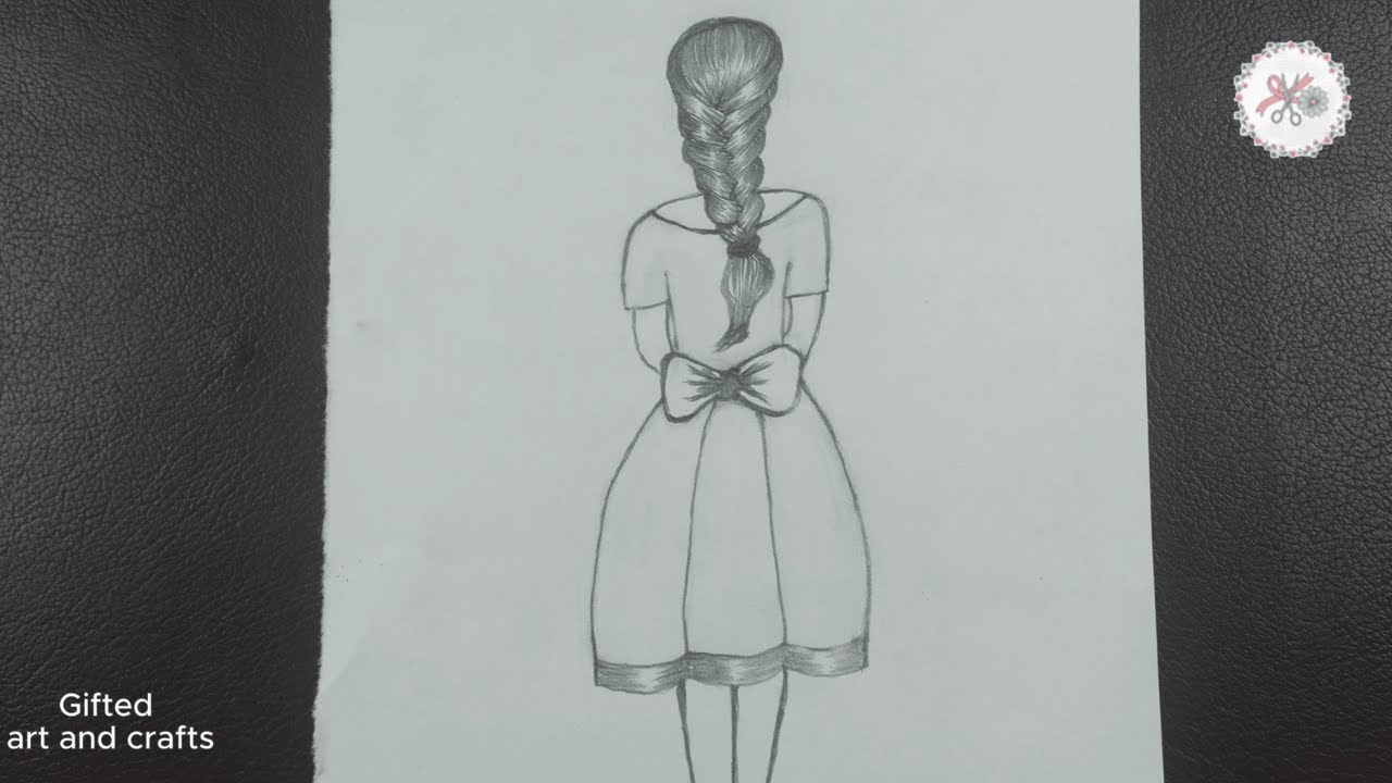 Back View Girl Drawing  Long Hair Art for Beginners