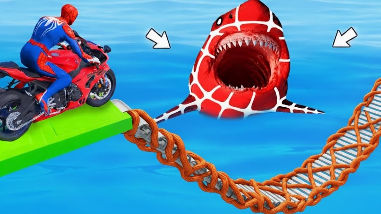 Spider-Man Rescue Tung Tung Tung Sahur on Motorcycle in Spider Bridge | GTA 5 Funny Epic Game