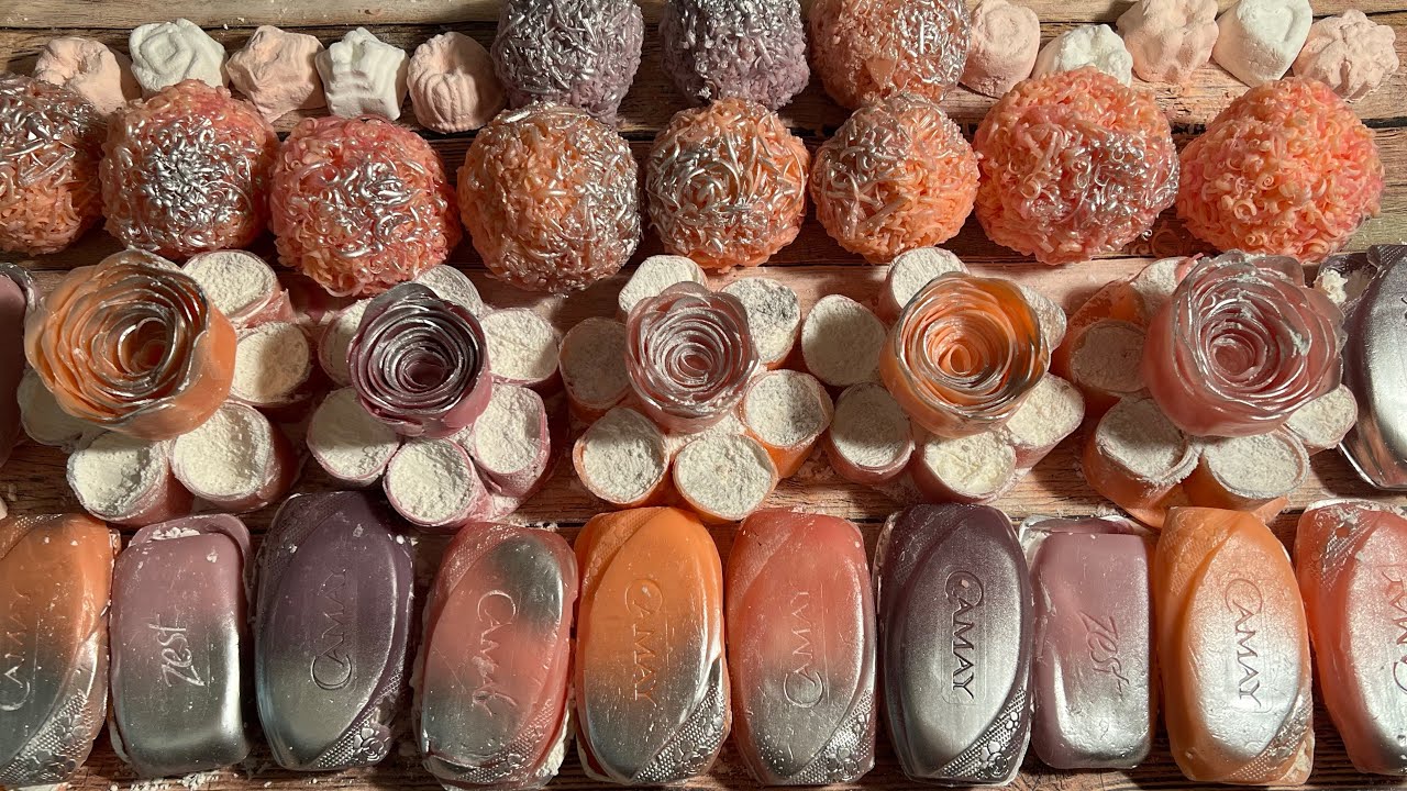 ASMR soap crushing 💗💜💗Lots of starch! Soap boxes with starch 💗 Baking soda crunchies!!