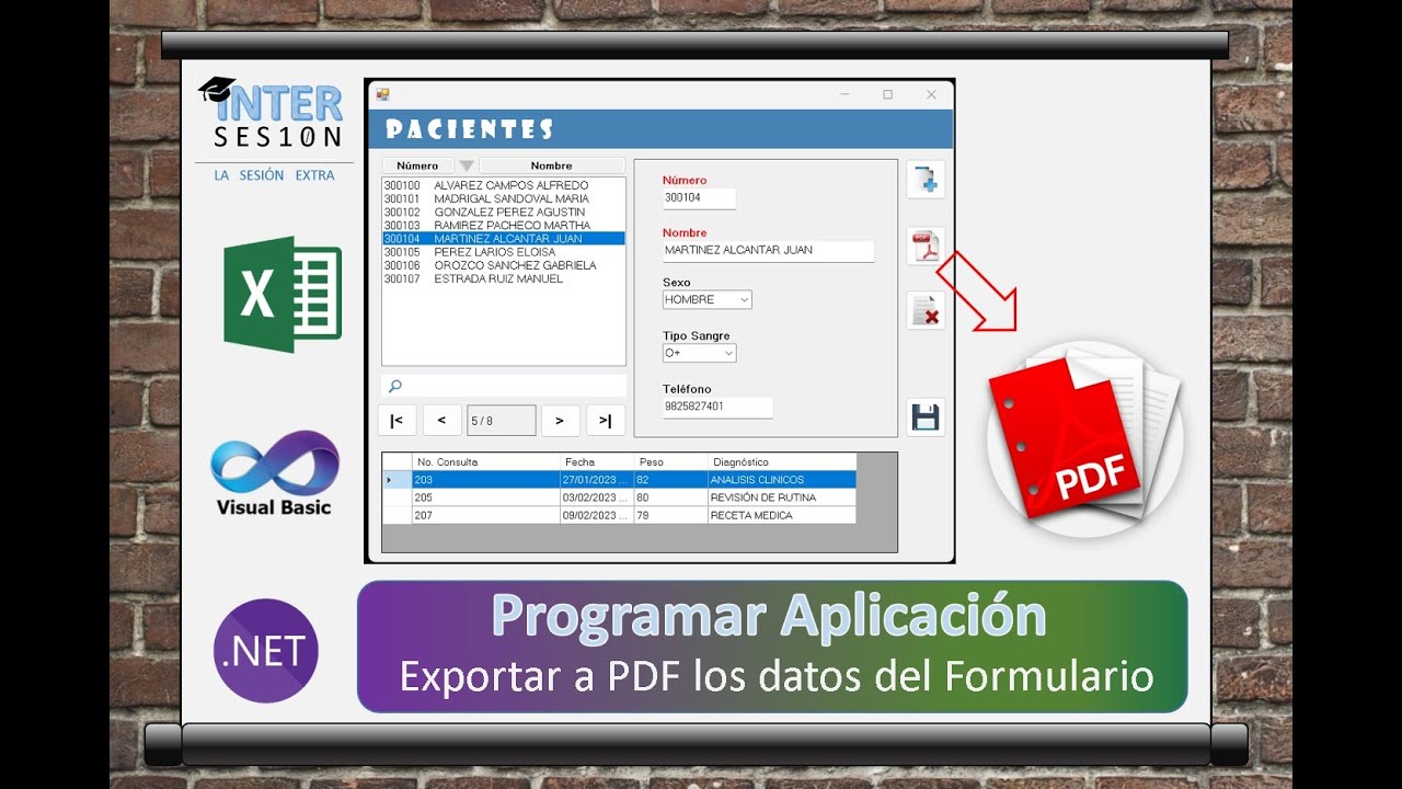 Visual Basic. NET y Excel #12 PDF exportar los datos del formulario a un archivo PDF.
