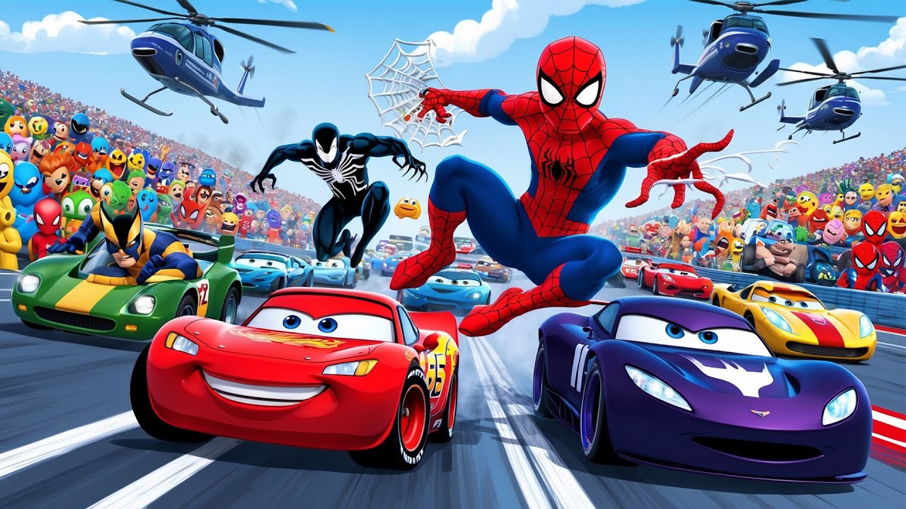 GTAV SPIDER-MAN, VENOM, HULK, THANOS, JOKER, SHREK, WOLVERINE, CAT WOMAN, in the Best Stunt Race