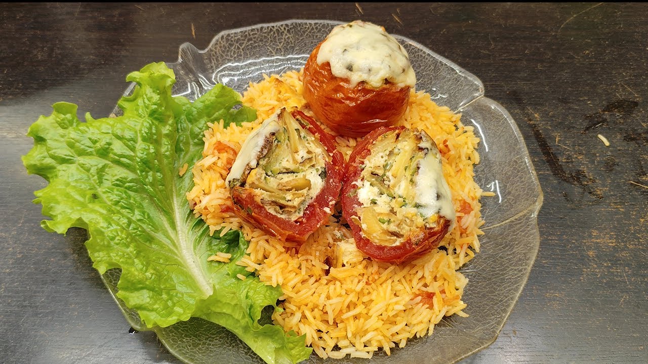 Stuffed tomatoes with eggs, potatoes, zucchini and feta, ντομάτες γεμιστές με αυγά, πατάτες, κολοκυθ